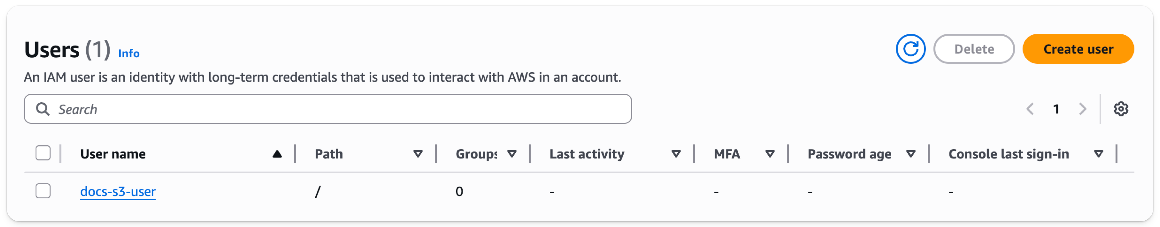 AWS IAM 관리 콘솔 - 새 사용자 추가
